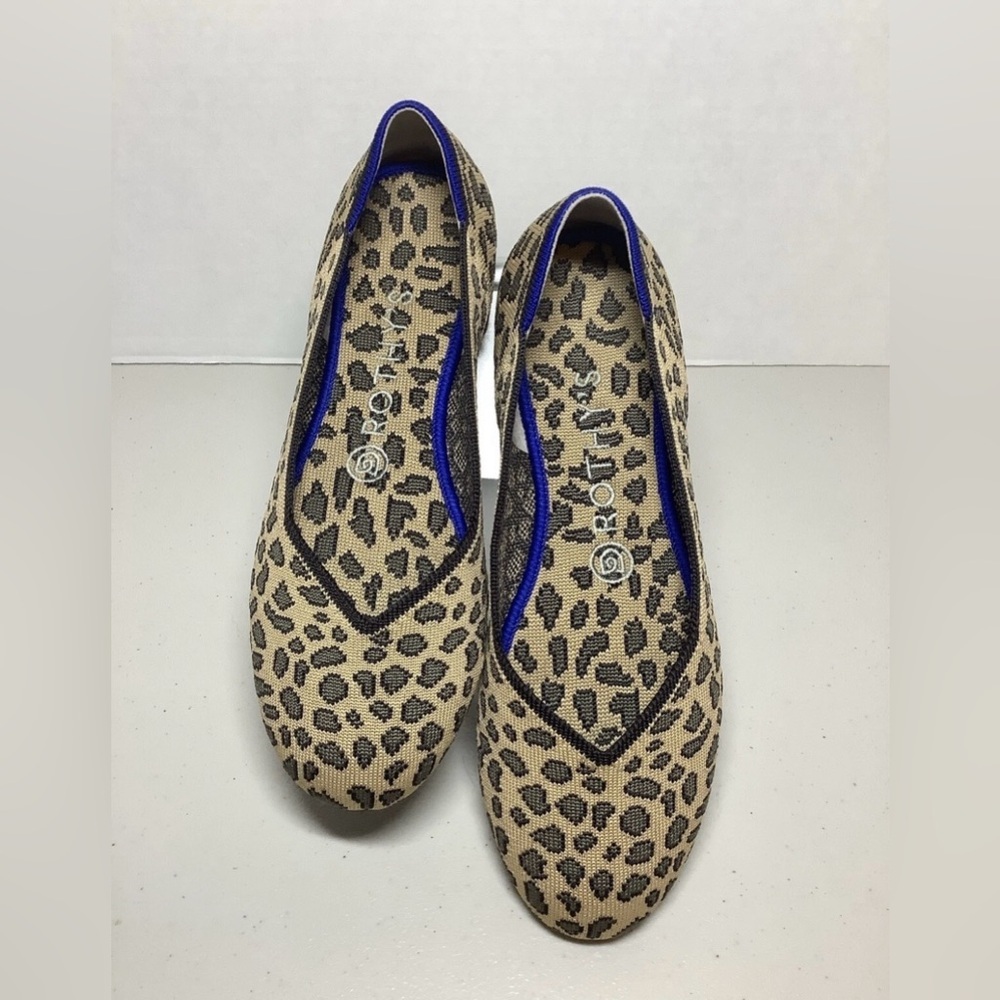 Rothy’s The Flat Classic Cheetah Print Knit Ballet Flats Shoes Women’s 10.5 - Picture 2 of 14